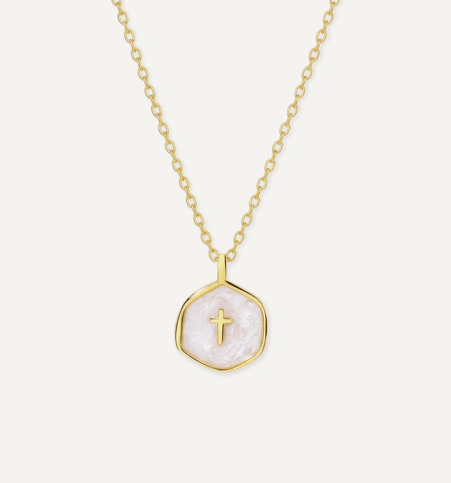 Parelmoer Kruis Ketting