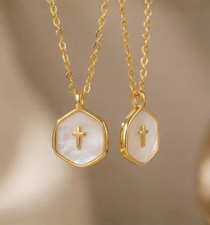 Parelmoer Kruis Ketting